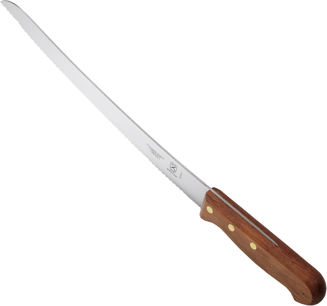 Praxis Curved Bread Wavy Edge Knife w/ Rosewood Handle, 10” | Mercer
