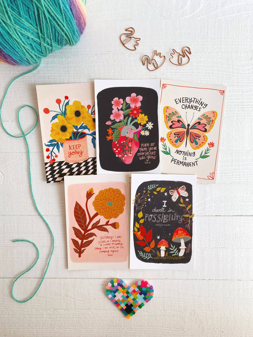 Encouragement Quote Postcard Pack | Dream Folk Studio