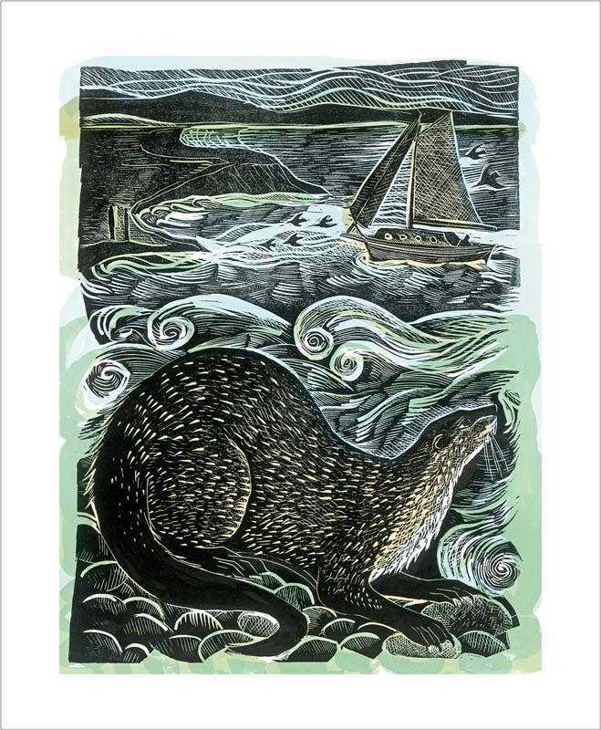 Art Angels | Shetland Otter and Windsong Card by Angela Harding