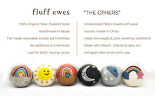 Load image into Gallery viewer, Fluff Ewes &quot;Rain(bow) or Shine&quot; premium wool dryer balls: set of 6 | Hustle &amp; Blush