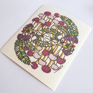 Little Green - Eco-Friendly Dishcloth Fall Mushroom Design, Swedish Towel