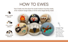 Load image into Gallery viewer, Fluff Ewes &quot;Are we there yet?&quot; premium wool dryer balls: set of 6 | Hustle &amp; Blush