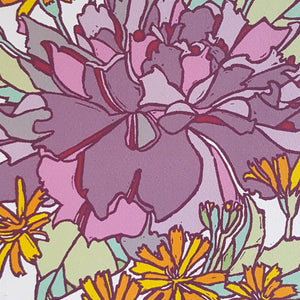 Little Green - Botanical Purple Rose Blank Notecard / Art Greeting Card