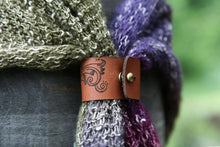 Load image into Gallery viewer, Leather Shawl Cuff with Bronze Stud for Scarves &amp; Shawls | Sunrise Grove