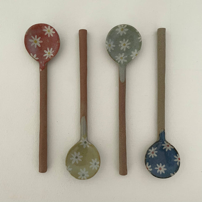 fort & field | Flower print small handmade Japanese pottery tea spoon