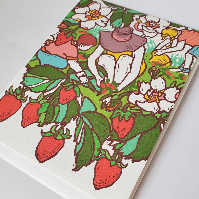 Little Green - Congratulations New Mom Strawberry Picking Greeting Card