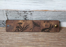 Load image into Gallery viewer, Luna Moth Moon &amp; Stars Leather Shawl Cuff with Bronze Stud | Sunrise Grove