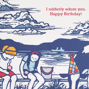 Little Green - Birthday Cow & Ice Cream Greeting Card, I Udderly Adore You