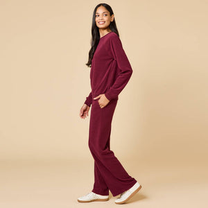 Softies | Vintage Velvet Raglan Crew Neck with Pintuck Wide Leg Pant