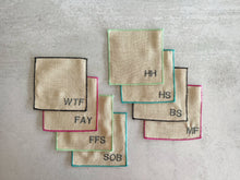Load image into Gallery viewer, Colorful Sweary Cocktail Coasters, set of eight | Dot and Army