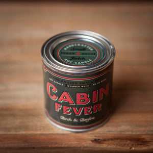 Cabin Fever Soy Candle with Wooden Wick | Sugarhouse Leather