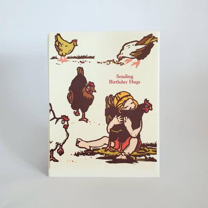 Little Green - Birthday Hug Chicken Greeting Card