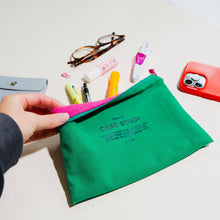 Load image into Gallery viewer, Washed Cotton Zipper Pouch  Kelly Green | Case Study