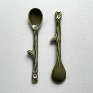 fort & field | Twig shape small handmade pottery Japanese coffee tea spoon