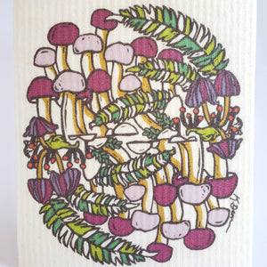 Little Green - Eco-Friendly Dishcloth Fall Mushroom Design, Swedish Towel