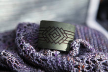 Load image into Gallery viewer, Art Deco Leather Shawl Cuff with Bronze Stud for Knitwear | Sunrise Grove