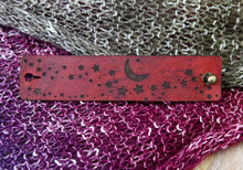 Load image into Gallery viewer, Leather Stars and Moon Shawl Cuff with Bronze Stud | Sunrise Grove