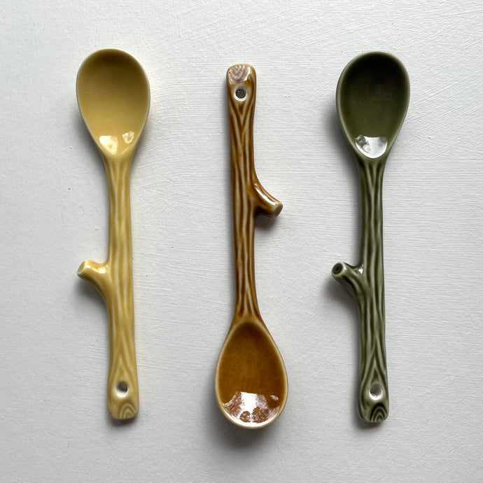 fort & field | Twig shape small handmade pottery Japanese coffee tea spoon