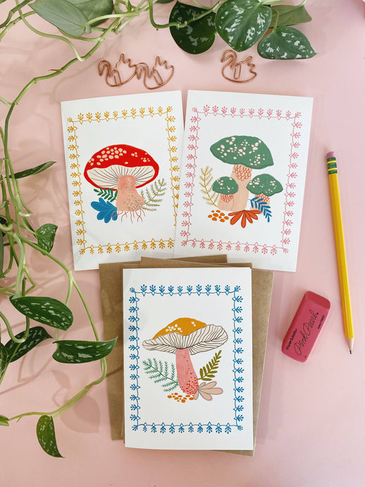 Retro Mushrooms Notecard Set | Dream Folk Studio