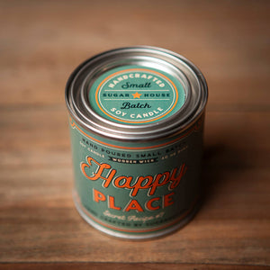 Happy Place Soy Candle with Wooden Wick | Sugarhouse Leather