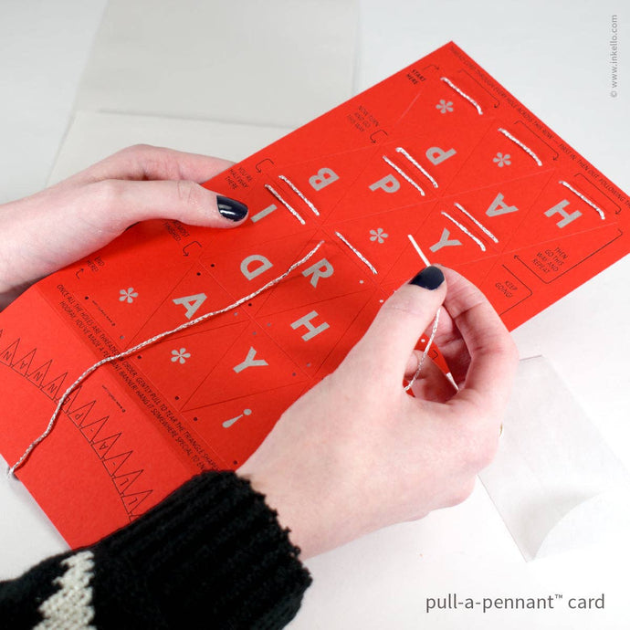 Birthday Pull-A-Pennant™ Greeting Card | Inkello Letterpress