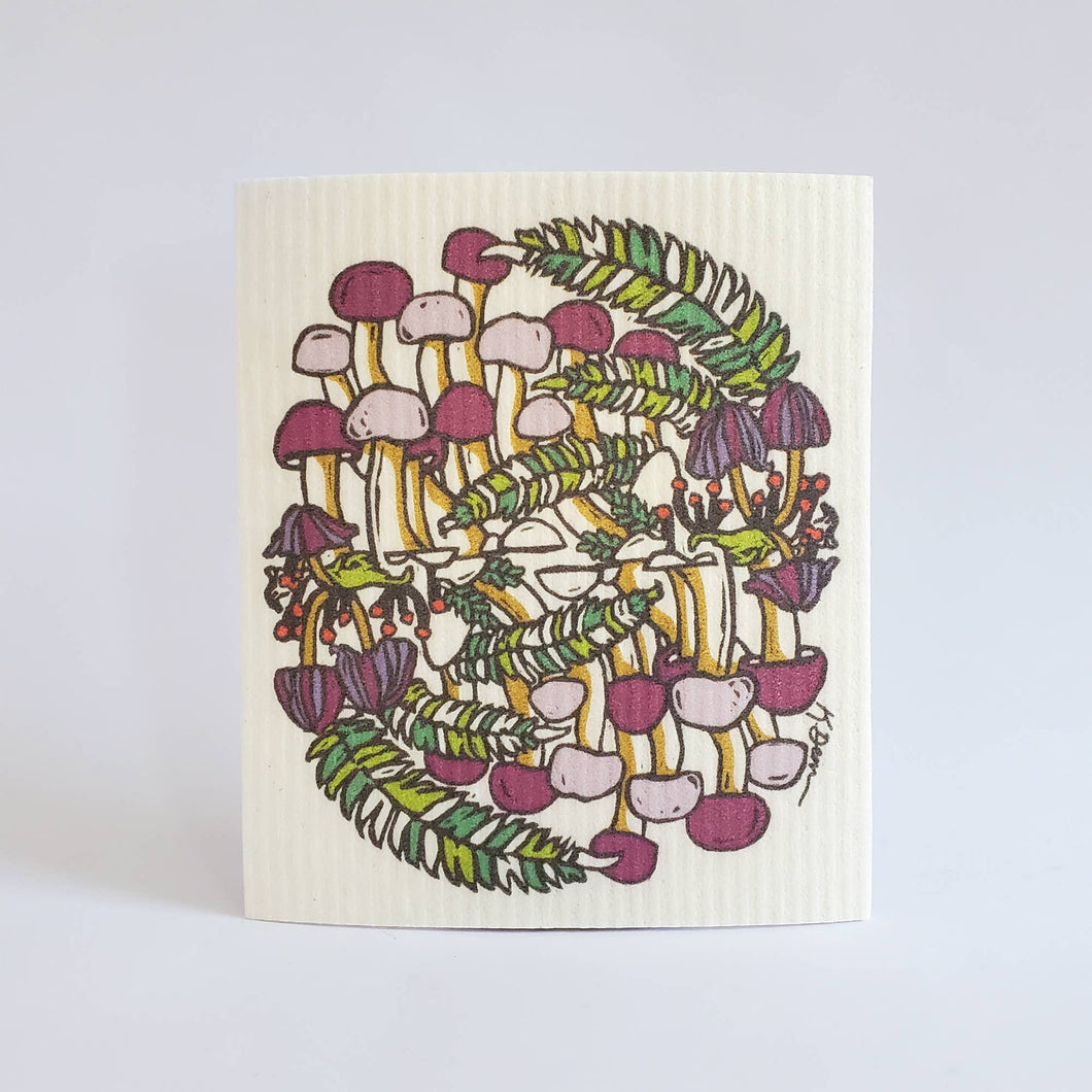 Little Green - Eco-Friendly Dishcloth Fall Mushroom Design, Swedish Towel