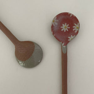 fort & field | Flower print small handmade Japanese pottery tea spoon