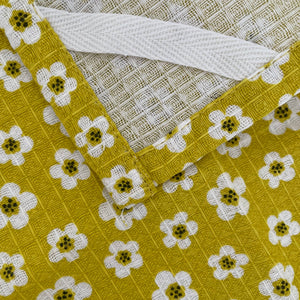 fort & field | 100% cotton green apple/flower kitchen dishcloths - set of 2