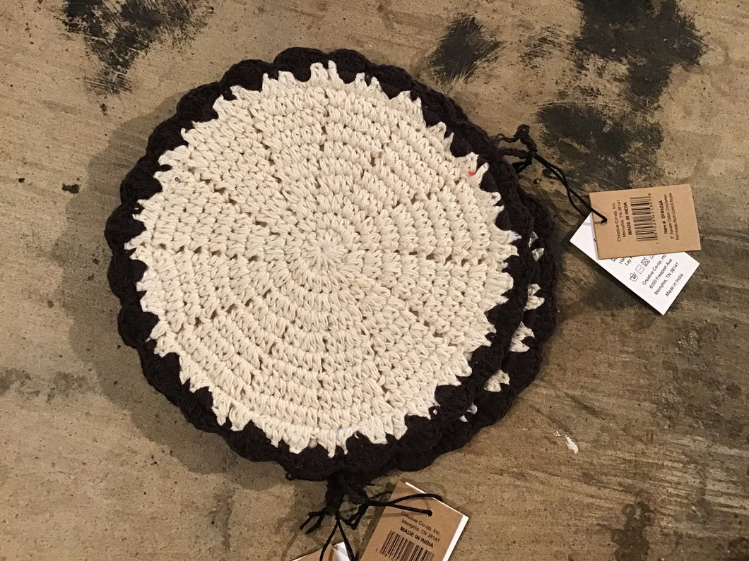 Cotton Crocheted Pot Holder | Creative Co-op