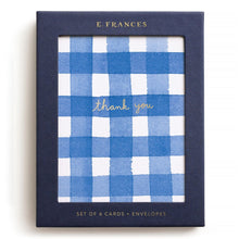 Load image into Gallery viewer, Blue Gingham Thank You Notecard Boxed Set | E. Frances Paper