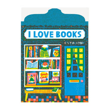Load image into Gallery viewer, Book Shop Die Cut Card | The Printed Peanut Homeware &amp; Stationery