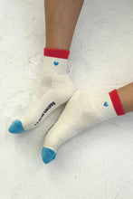 Load image into Gallery viewer, Embroidered Color Block Girlfriend Socks | Le Bon Shoppe