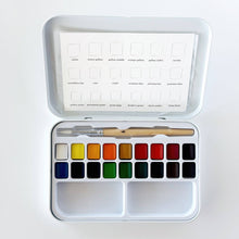 Load image into Gallery viewer, Open white paint set with 18 colors and a paint brush