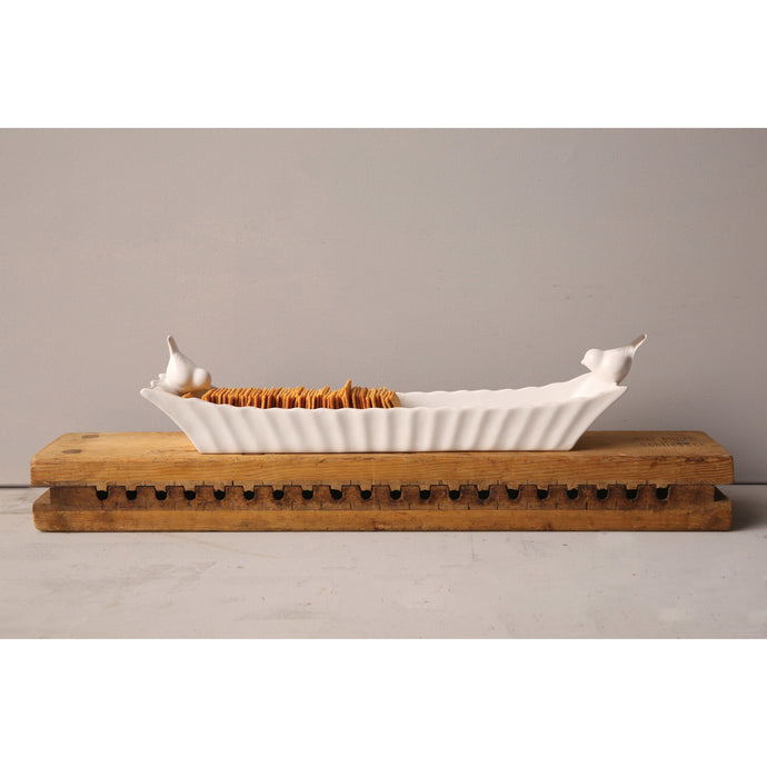Ceramic Cracker Dish with 2 Birds | Creative Co-op