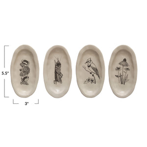 Flora & Fauna Stoneware Organic Shaped Plates | Creative Co-op