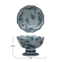 Load image into Gallery viewer, Hand-Stamped Stoneware Footed Bowl | Creative Co-op