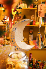 Load image into Gallery viewer, Large Shimmering Man On The Moon Board Decoration | East End Press