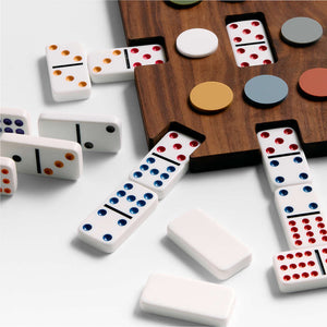 Luxe Dominoes El Tren Walnut Mexican Train Dominoes Game