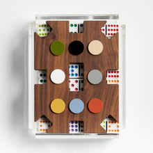 Load image into Gallery viewer, Luxe Dominoes El Tren Walnut Mexican Train Dominoes Game