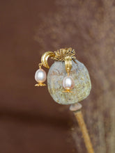 Load image into Gallery viewer, Kissing Seed Huggie Hoop Earrings with Pink Pearl | Alex Monroe