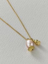 Load image into Gallery viewer, Double Poppy Seed Head Charm Necklace with Pink Pearl | Alex Monroe
