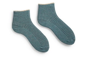 Women's tipped rib wool cashmere shortie socks | Lisa B.