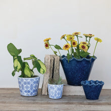 Load image into Gallery viewer, Blue Terracotta Planters, Set of 2 | Creative Co-op