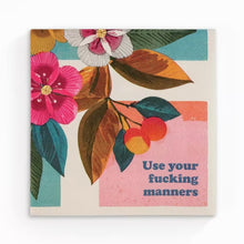 Load image into Gallery viewer, Use Your Fucking Manners - Funny Retro Cocktail Napkins | Bad Betty Greeting Co.