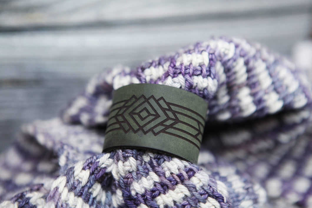 Art Deco Leather Shawl Cuff with Bronze Stud for Knitwear | Sunrise Grove