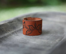 Load image into Gallery viewer, Leather Shawl Cuff with Bronze Stud for Scarves &amp; Shawls | Sunrise Grove