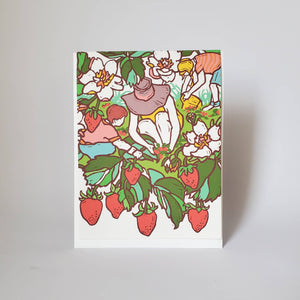 Little Green - Congratulations New Mom Strawberry Picking Greeting Card