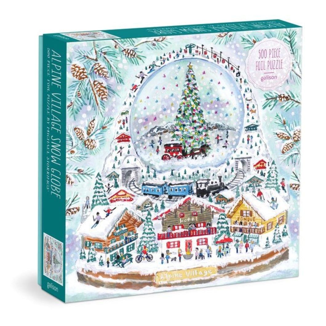 Alpine Village Snowglobe Puzzle by Michael Storrings | Galison