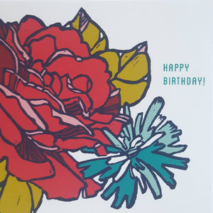 Little Green - Happy Birthday Rose Floral Greeting Card