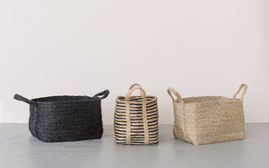 Rectangular Floor Basket with handle, jute | Will & Atlas